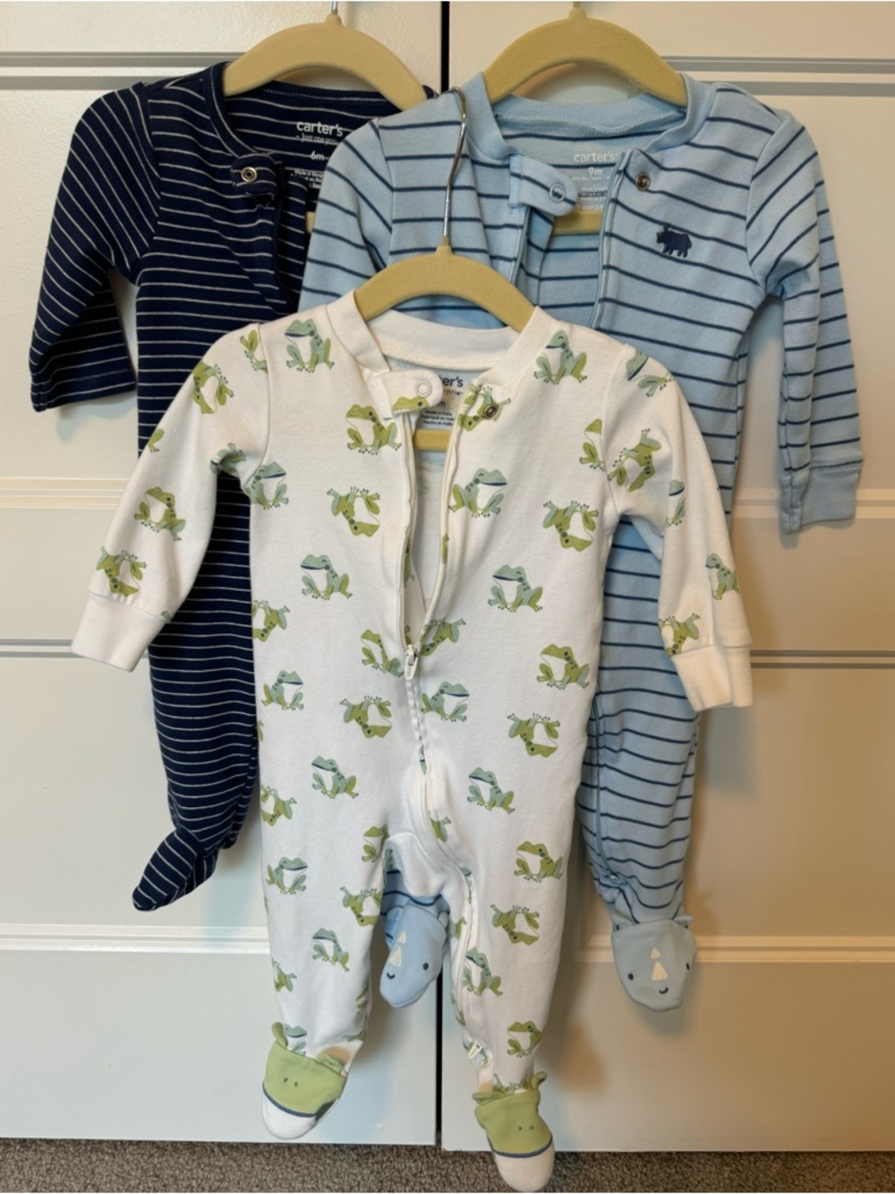 Carter's Bundle of 3 Baby One-Piece Footies; 6-9 months